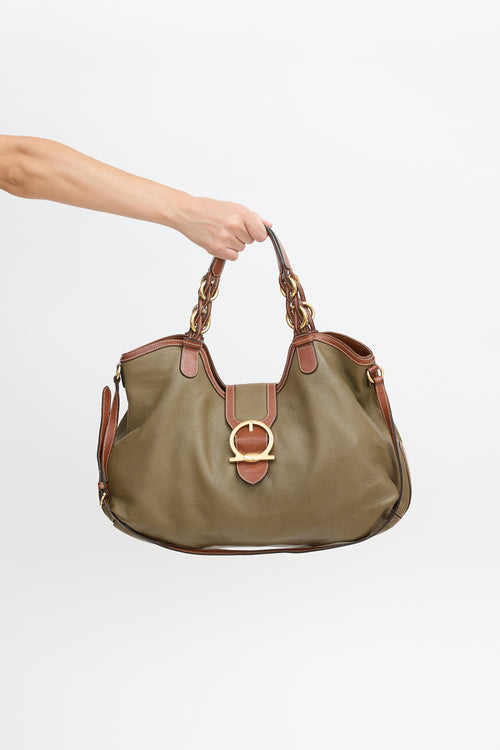Ferragamo Leather Gancini Shoulder Bag