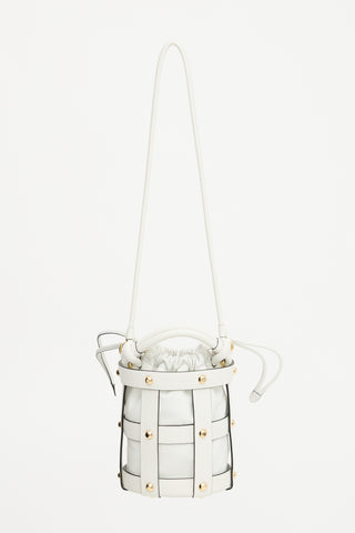 Ferragamo Leather Glam Stud Caged Bucket Bag