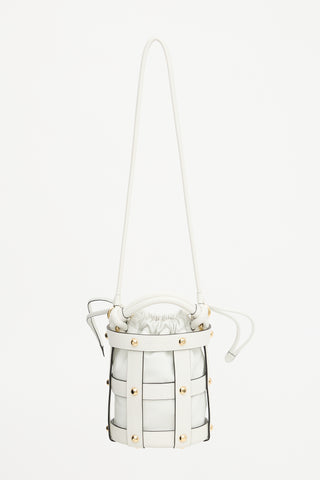 Ferragamo Leather Glam Stud Caged Bucket Bag