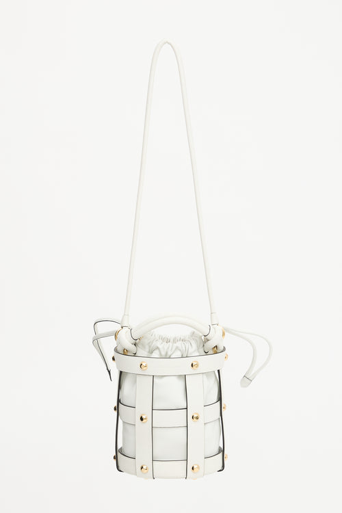 Ferragamo Leather Glam Stud Caged Bucket Bag