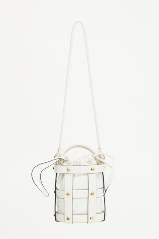 Ferragamo Leather Glam Stud Caged Bucket Bag