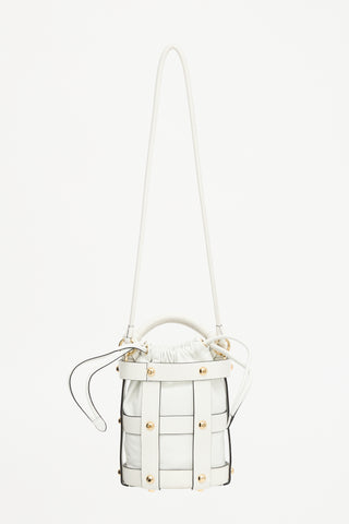 Ferragamo Leather Glam Stud Caged Bucket Bag