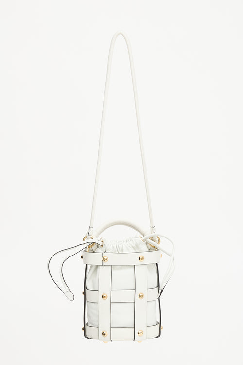 Ferragamo Leather Glam Stud Caged Bucket Bag