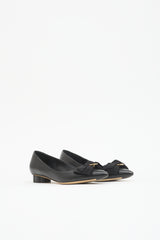 Ferragamo Leather Peony Bow Flat