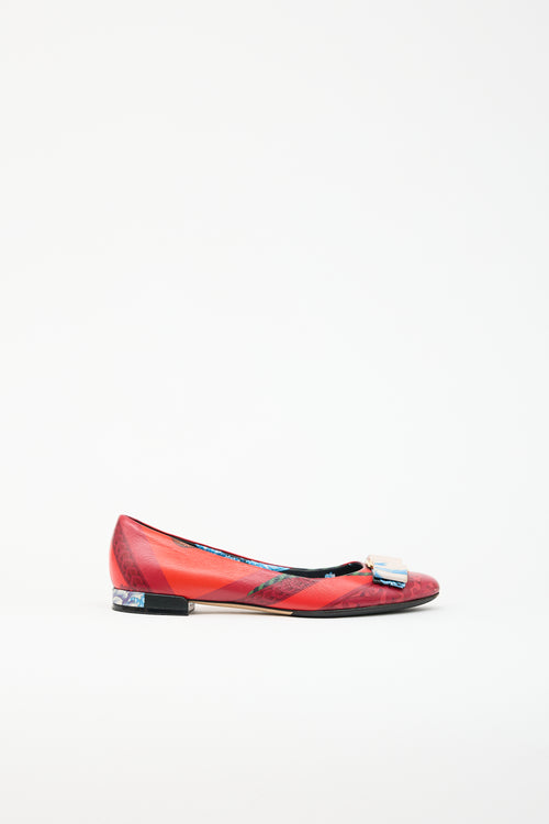 Ferragamo Leather Printed Varina Flat