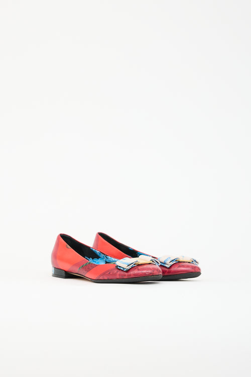Ferragamo Leather Printed Varina Flat