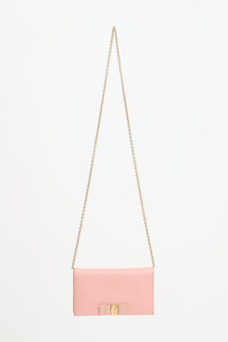 Ferragamo Leather Vara Bow Wallet On Chain