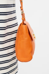 Ferragamo Orange Leather Abbey Crossbody Bag