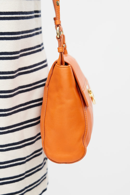 Ferragamo Orange Leather Abbey Crossbody Bag