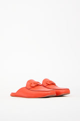Ferragamo Orange Leather Logo Mules