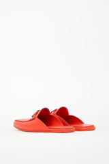 Ferragamo Orange Leather Logo Mules