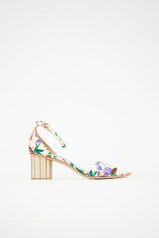 Ferragamo Patent Eraclea Floral Sandal
