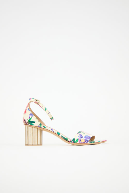 Ferragamo Patent Eraclea Floral Sandal