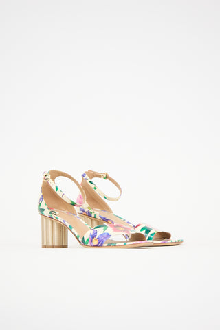 Ferragamo Patent Eraclea Floral Sandal