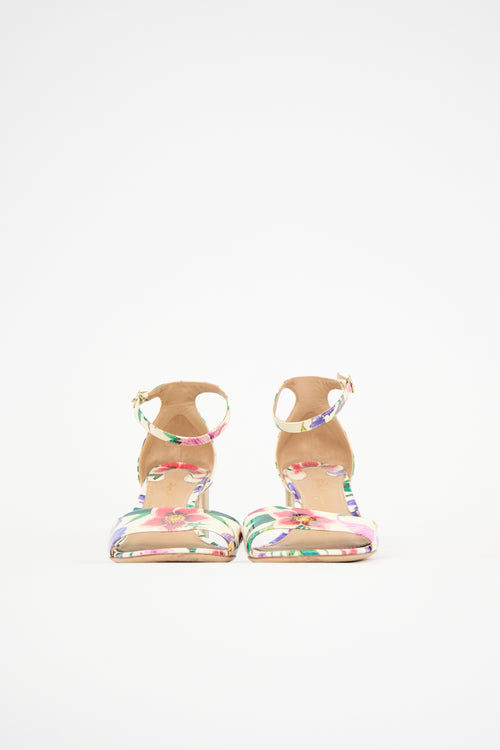Ferragamo Patent Eraclea Floral Sandal
