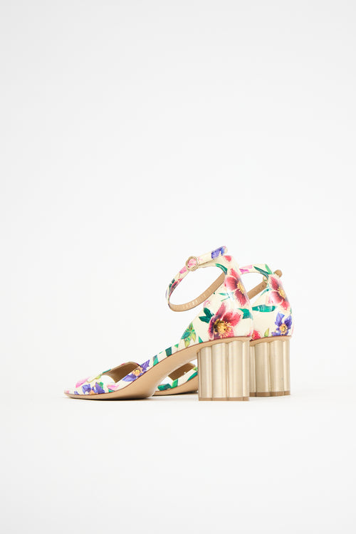 Ferragamo Patent Eraclea Floral Sandal