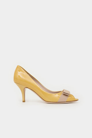 Ferragamo Patent Leather Bow  Pump