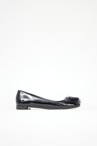 Ferragamo Patent Marlia Bow Flat