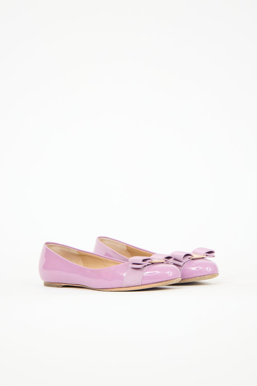 Ferragamo Patent Vara Bow Flat