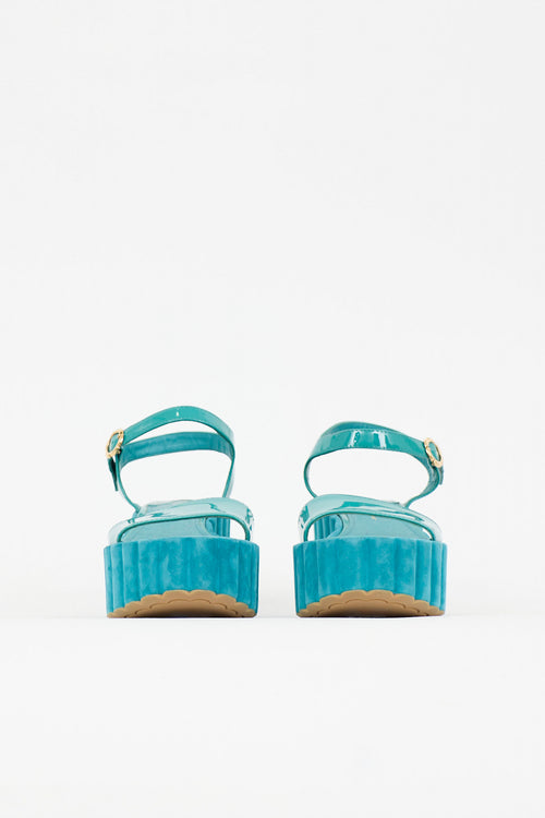 Ferragamo Patent & Suede Tropea Sandal