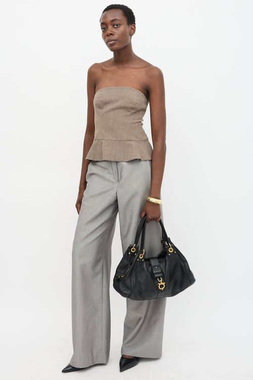 Ferragamo Pebbled Leather Shoulder Bag