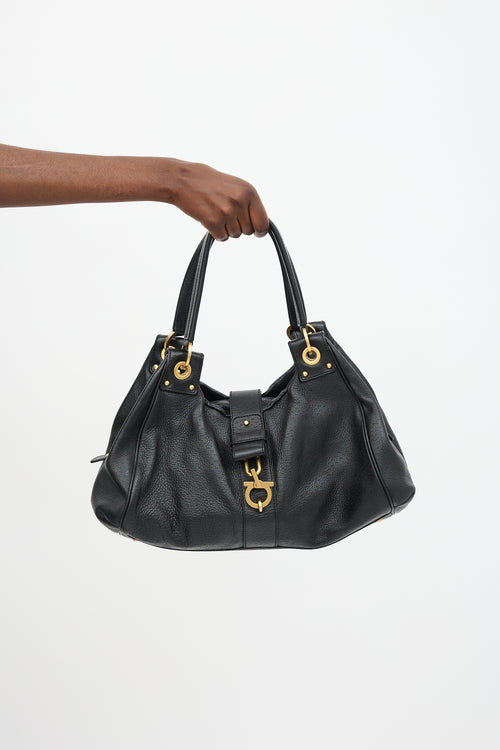 Ferragamo Pebbled Leather Shoulder Bag