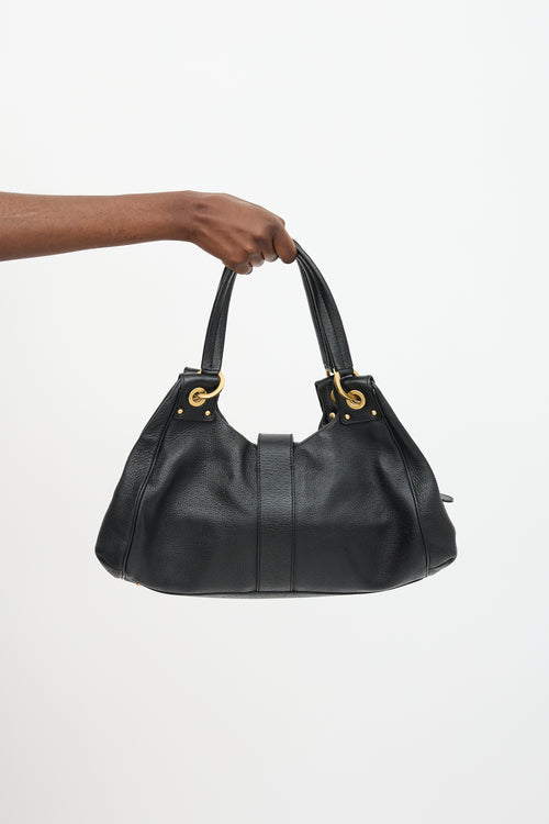 Ferragamo Pebbled Leather Shoulder Bag