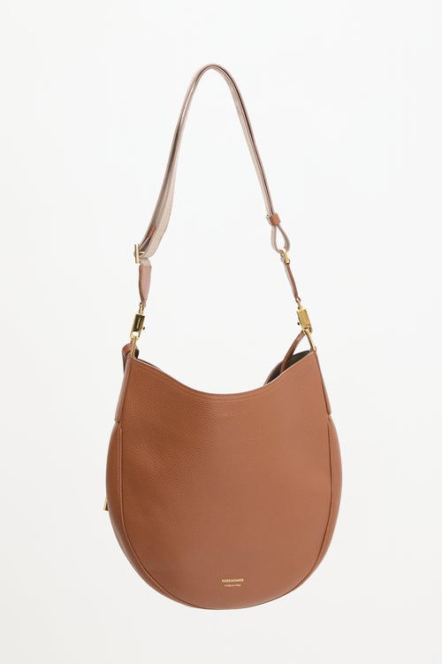 Ferragamo Pebbled Leather Shoulder Bag