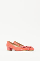 Ferragamo Pink & Gold Patent Leather Vara Bow Pump