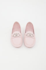 Ferragamo Pink Leather Gancini Buckle Loafer