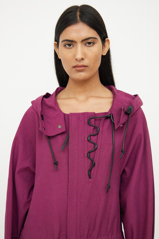 Ferragamo Purple Leather Trim Jacket