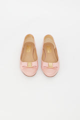 Ferragamo Pink Patent Varina Bow Flat
