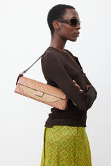Ferragamo Purple & Brown Textured Hair Shoulder Bag