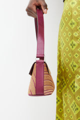 Ferragamo Purple & Brown Textured Hair Shoulder Bag