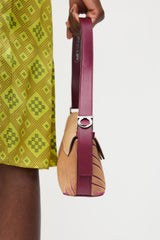 Ferragamo Purple & Brown Textured Hair Shoulder Bag
