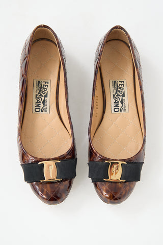 Ferragamo Quilted Vara Bow Flat