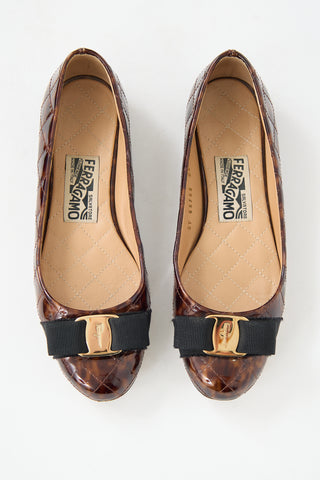 Ferragamo Quilted Vara Bow Flat