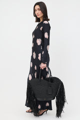Ferragamo Raffia Fringe Tote Bag