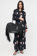 Ferragamo Raffia Fringe Tote Bag