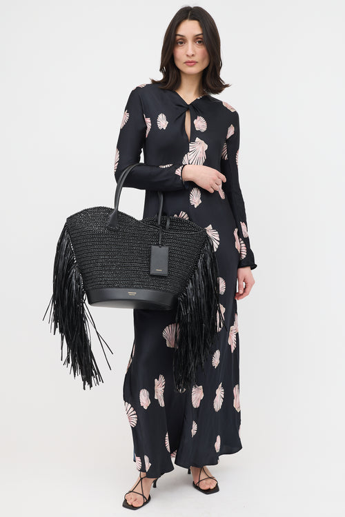 Ferragamo Raffia Fringe Tote Bag