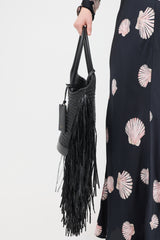 Ferragamo Raffia Fringe Tote Bag