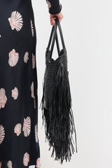 Ferragamo Raffia Fringe Tote Bag