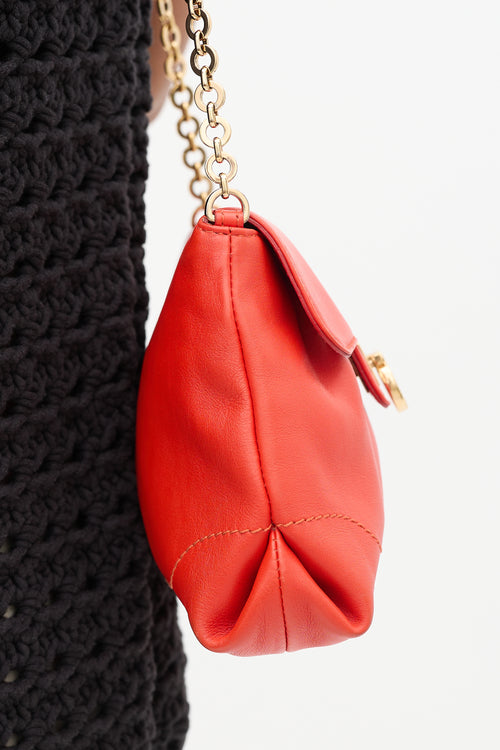 Ferragamo Red Leather Gancini  Crossbody Bag