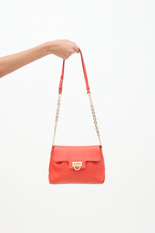 Ferragamo Red Leather Gancini  Crossbody Bag