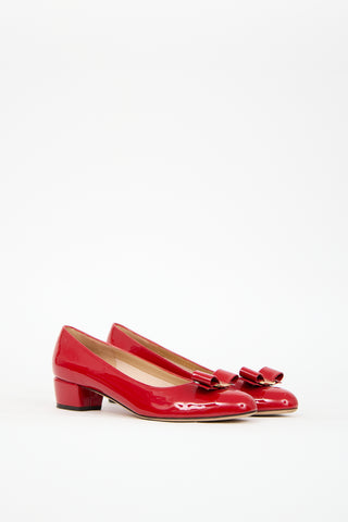 Ferragamo Red Patent Leather Vara Bow Pump