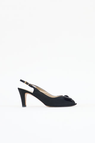 Ferragamo Satin Peep Toe Heel