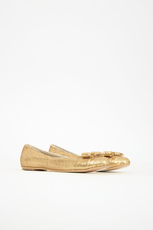Ferragamo Sequin Vara Bow Flat