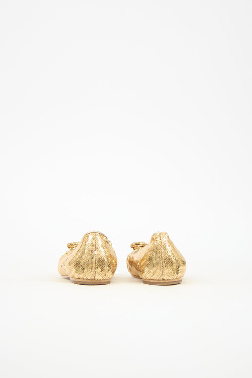 Ferragamo Sequin Vara Bow Flat