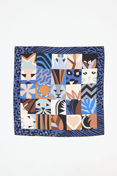 Ferragamo Silk Geometric Square Printed Scarf