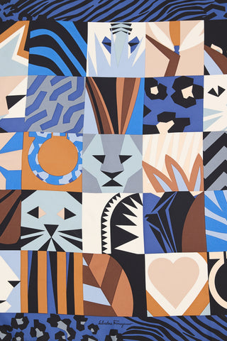 Ferragamo Silk Geometric Square Printed Scarf